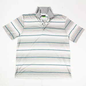 PGA Tour Pro Series Men’s XXL Shirt White Short Sleeve Striped Golf Polo